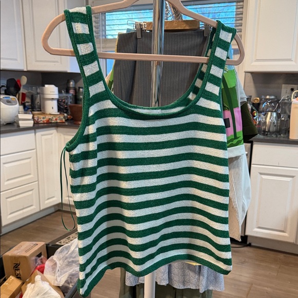 LC Lauren Conrad Green and White Striped Tank Top - Picture 5 of 7